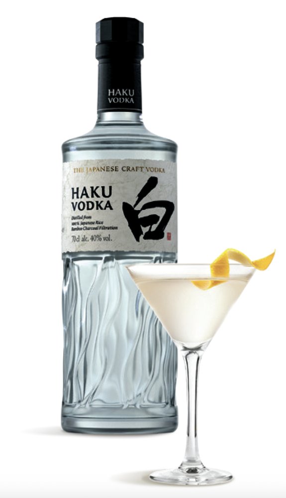 Haku Vodka and a Martini with a lemon twist