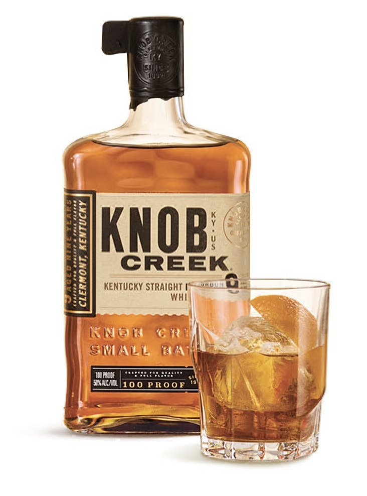 Knob Creek bourbon and an Old Fashioned over ice